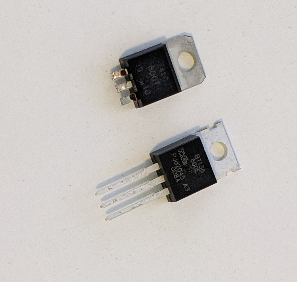 photo of damaged and new Triac's